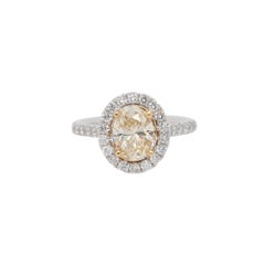 GIA Certified 2.09 Carat Oval Cut Diamond Halo Engagement Ring