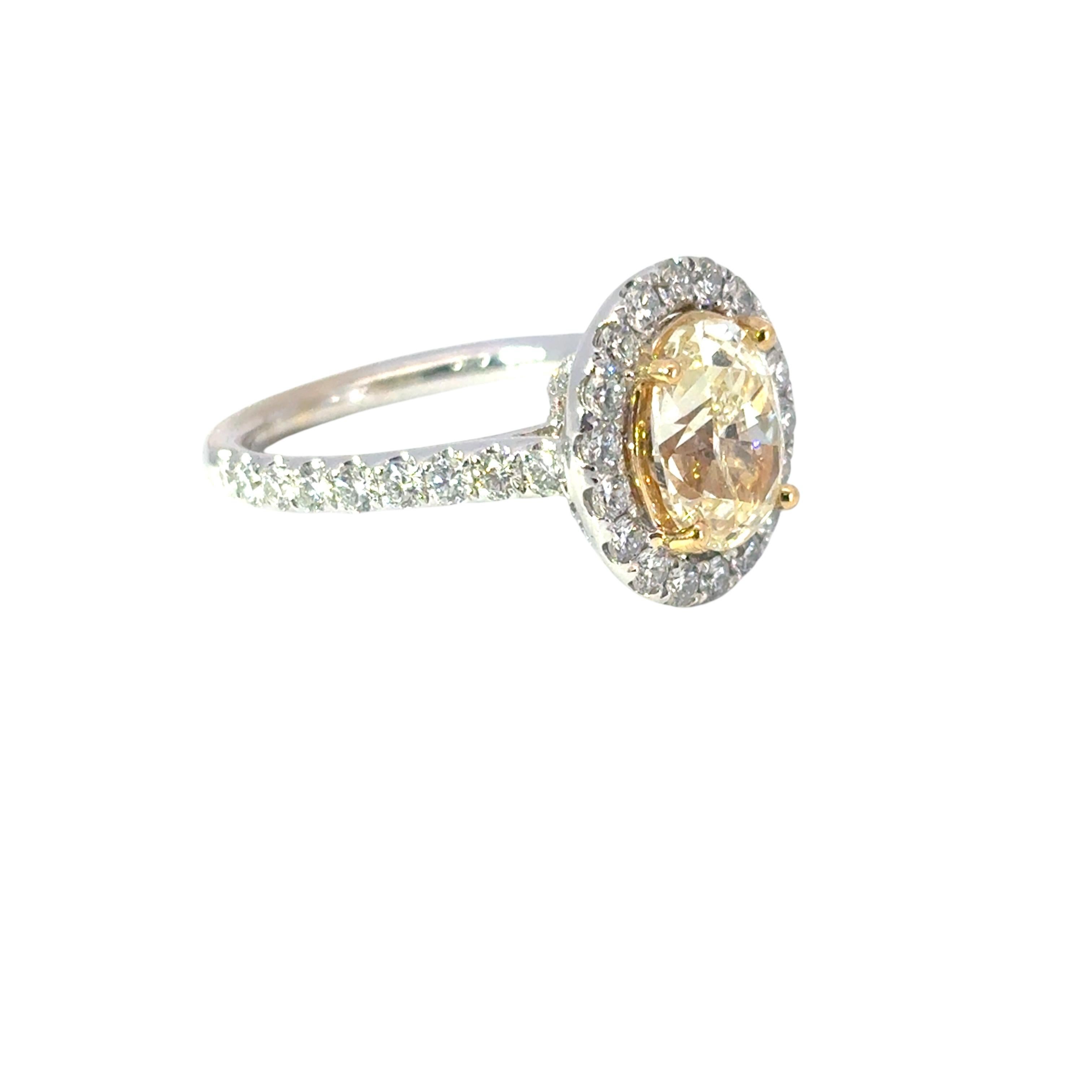 GIA Certified 2.09 Carat Oval Cut Diamond Halo Engagement Ring For Sale 1