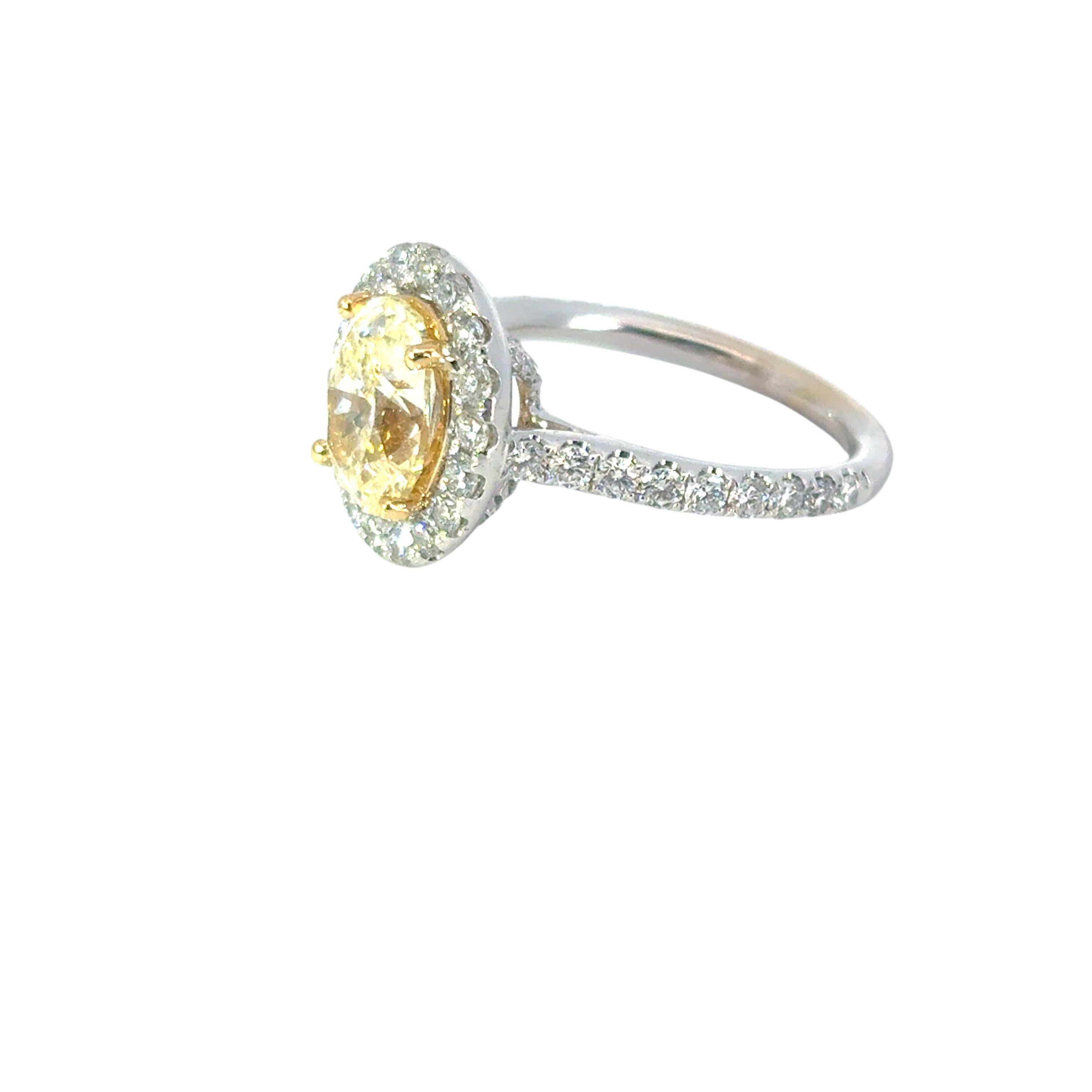 GIA Certified 2.09 Carat Oval Cut Diamond Halo Engagement Ring For Sale 2