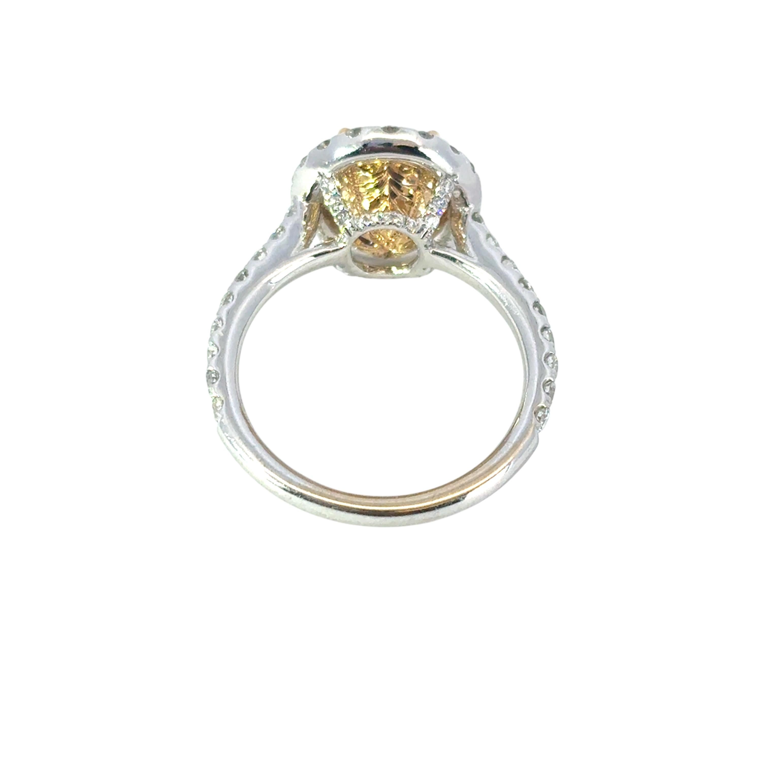 GIA Certified 2.09 Carat Oval Cut Diamond Halo Engagement Ring For Sale 3