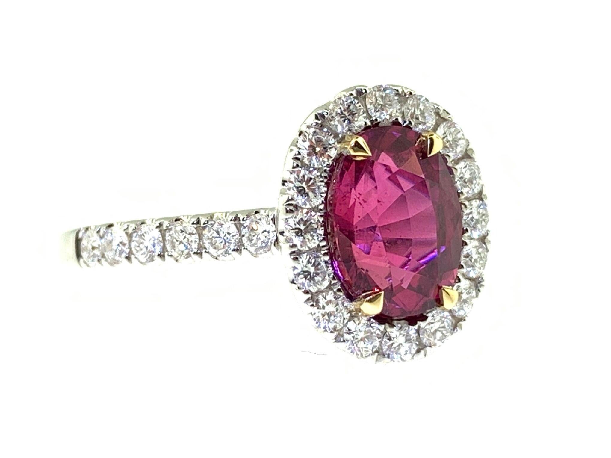 Oval Cut GIA Certified 2.09 Carat Oval Ruby and Diamond Cocktail Ring