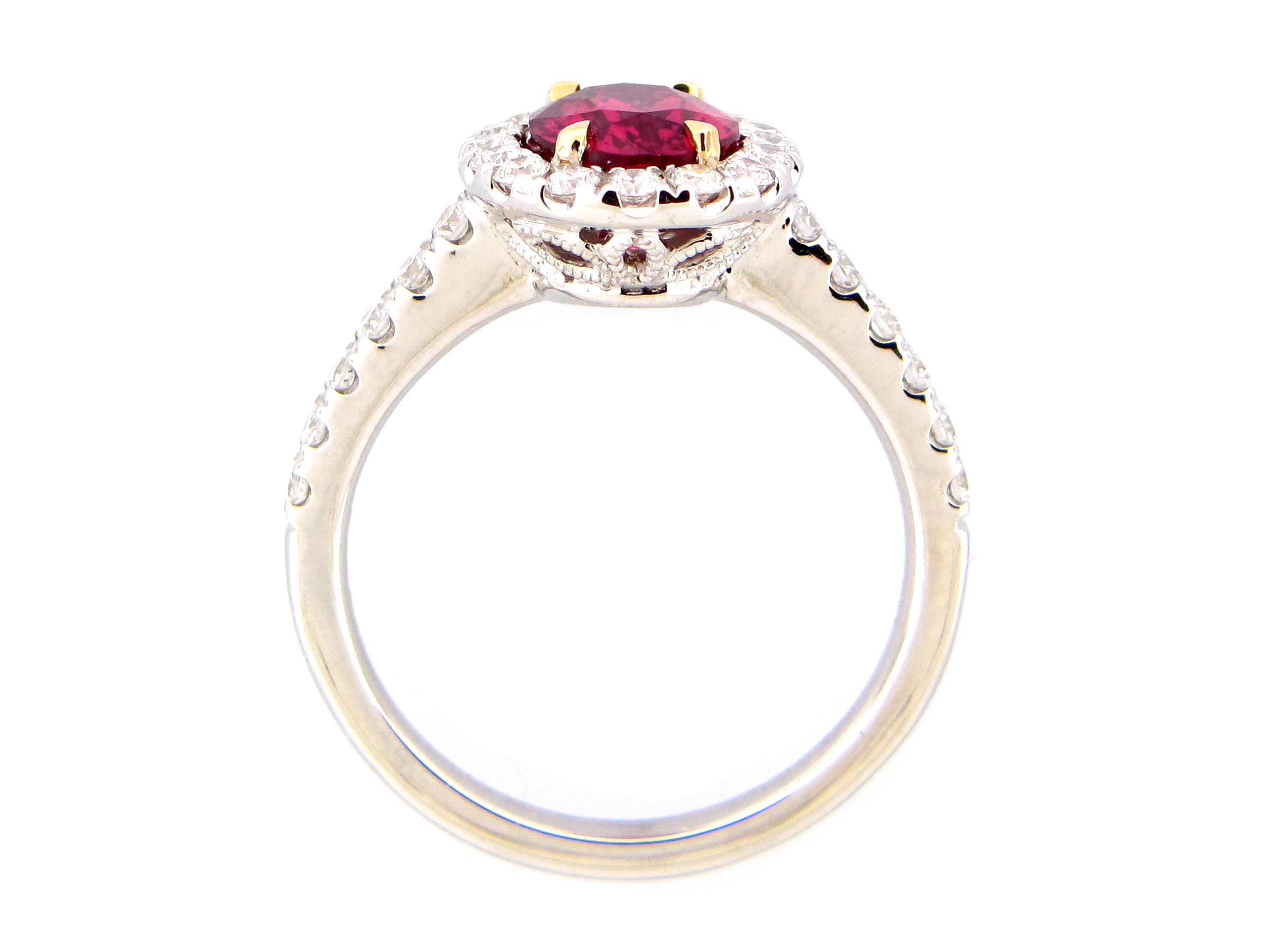 GIA Certified 2.09 Carat Oval Ruby and Diamond Cocktail Ring 1