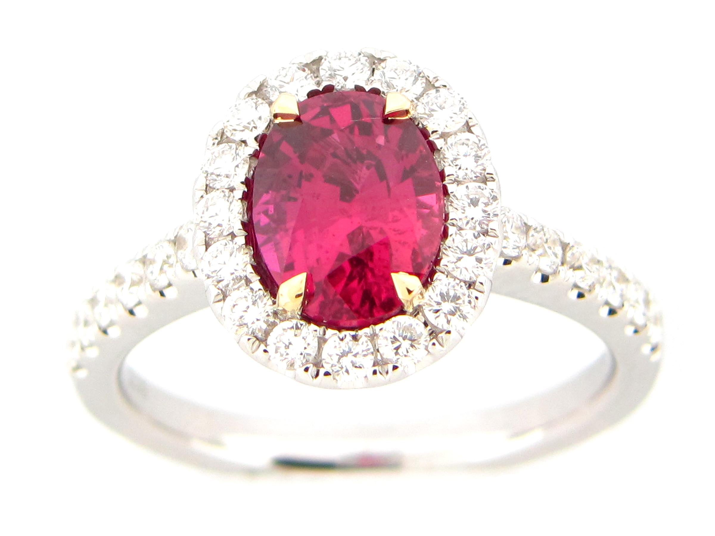 GIA Certified 2.09 Carat Oval Ruby and Diamond Cocktail Ring 4