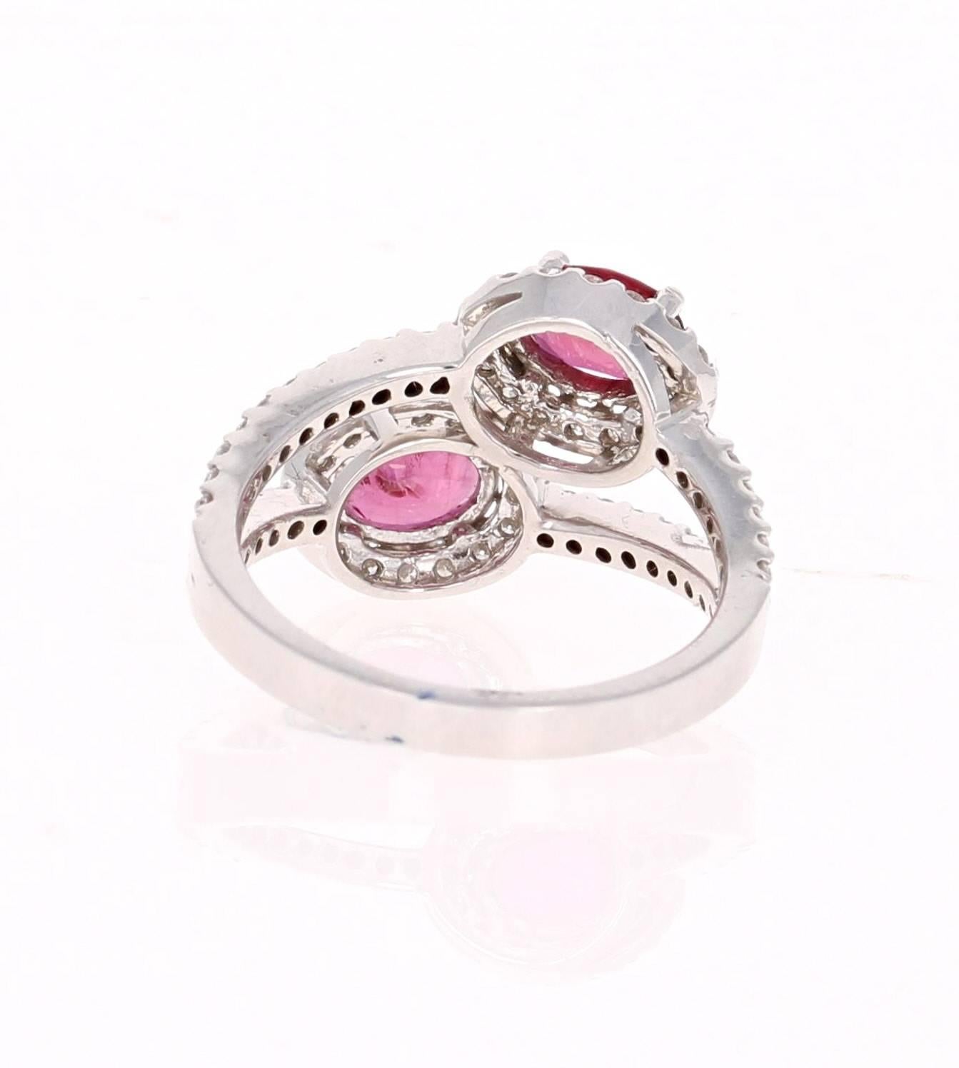 Modern GIA Certified 2.09 Carat Ruby Diamond Two-Stone Engagement Ring