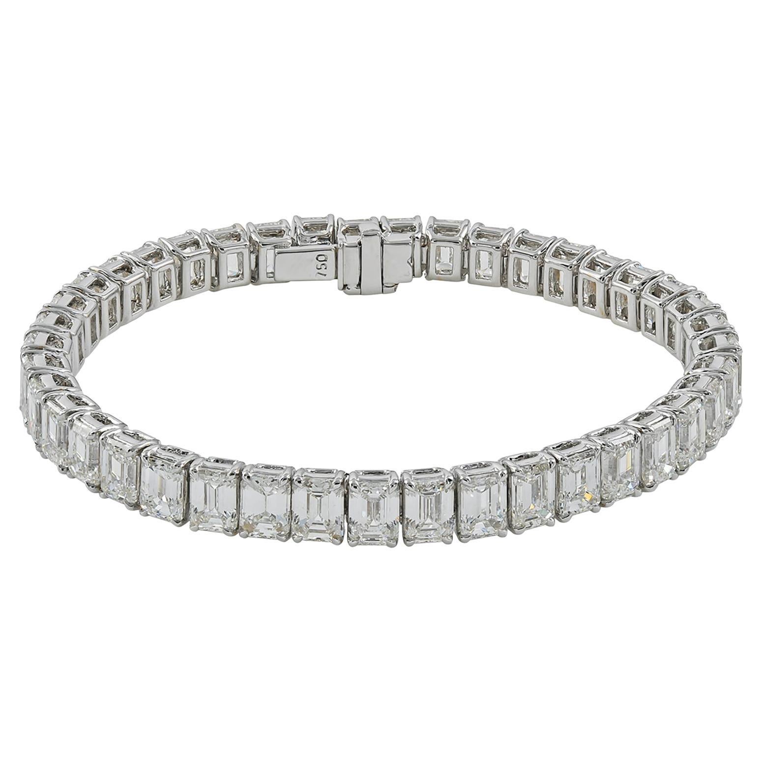 EGL Certified 20.66 Carat Total VS Princess Cut Diamond Tennis Bracelet