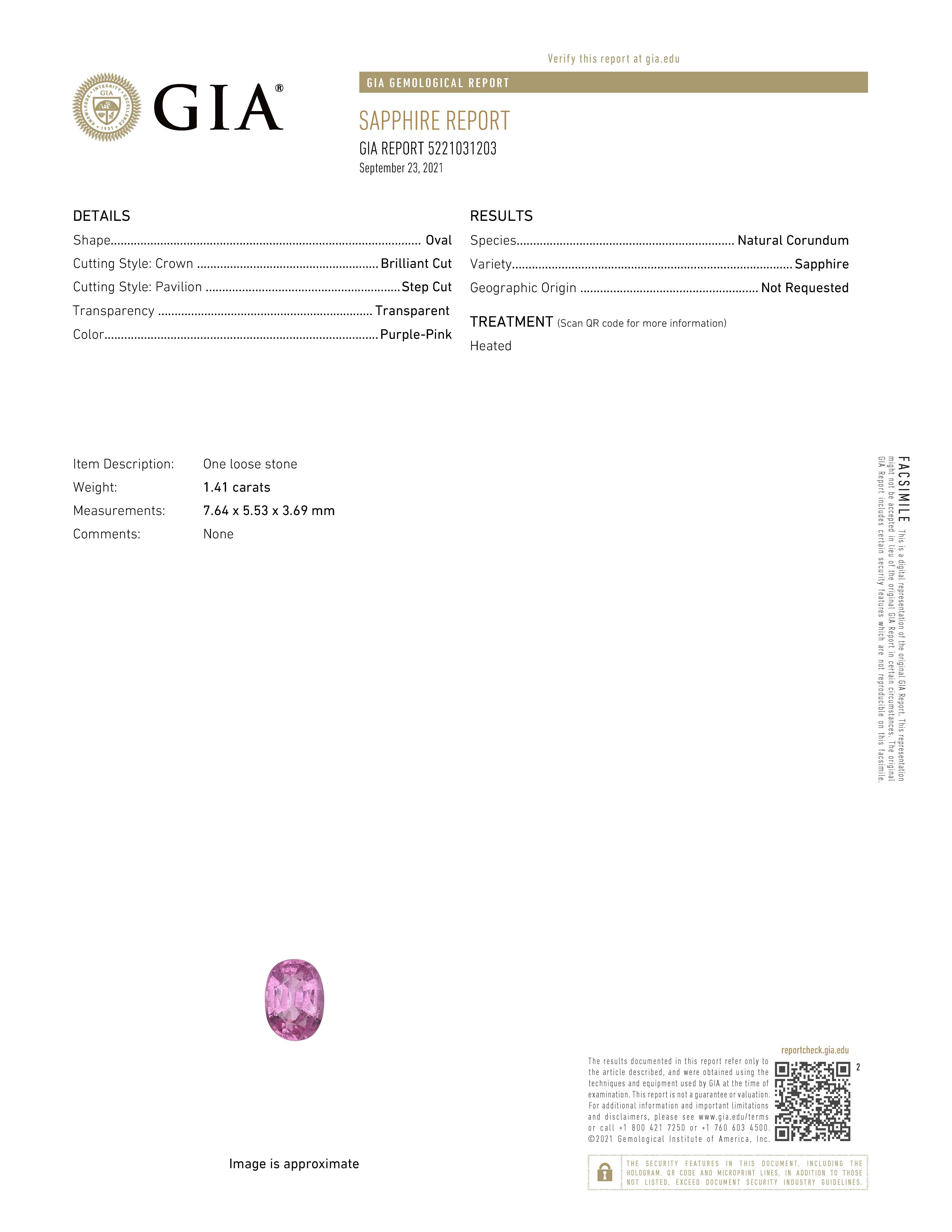 GIA-zertifizierter 2,09 Karat rosa Saphir mit Diamant-Halo-Ring 18k Weißgold (Zeitgenössisch) im Angebot