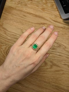GIA Certified 2.0cts Colombian Emerald Diamond Ring in 14K Gold  EM 9X7mm