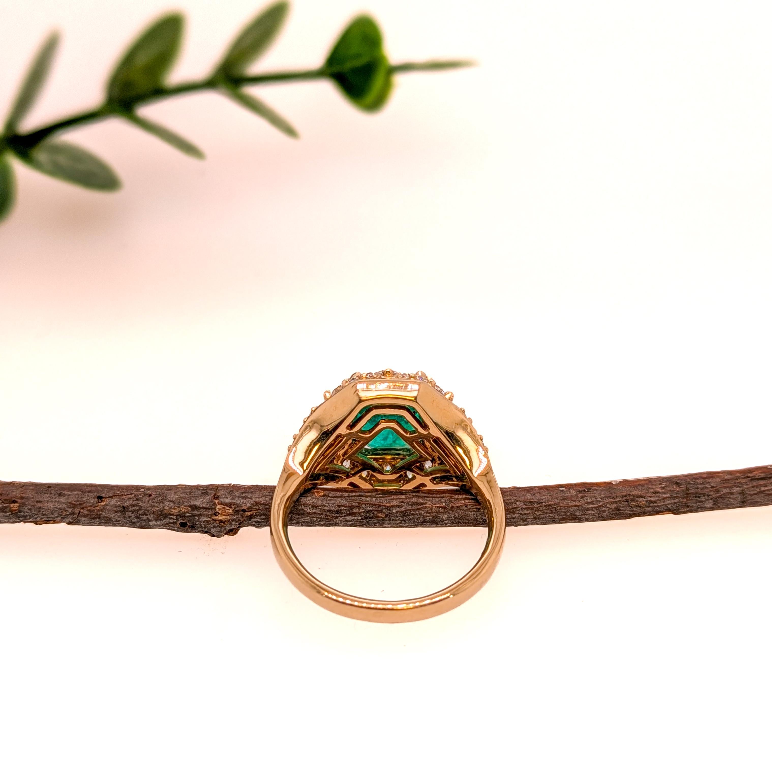 De las mujeres GIA Certified 2.0cts Anillo de Diamante Esmeralda Colombiana en Oro de 14K  EM 9X7mm en venta