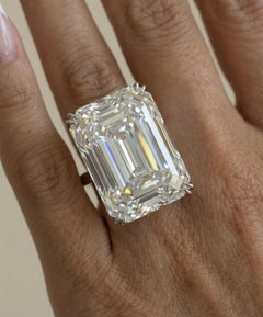 GIA Certified 21 Carat Emerald Cut Diamond Platinum Ring