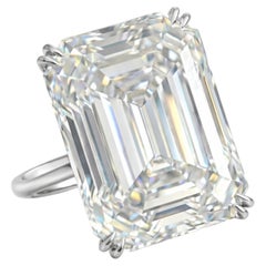 GIA Certified 21 Carat Emerald Cut Diamond Platinum Ring