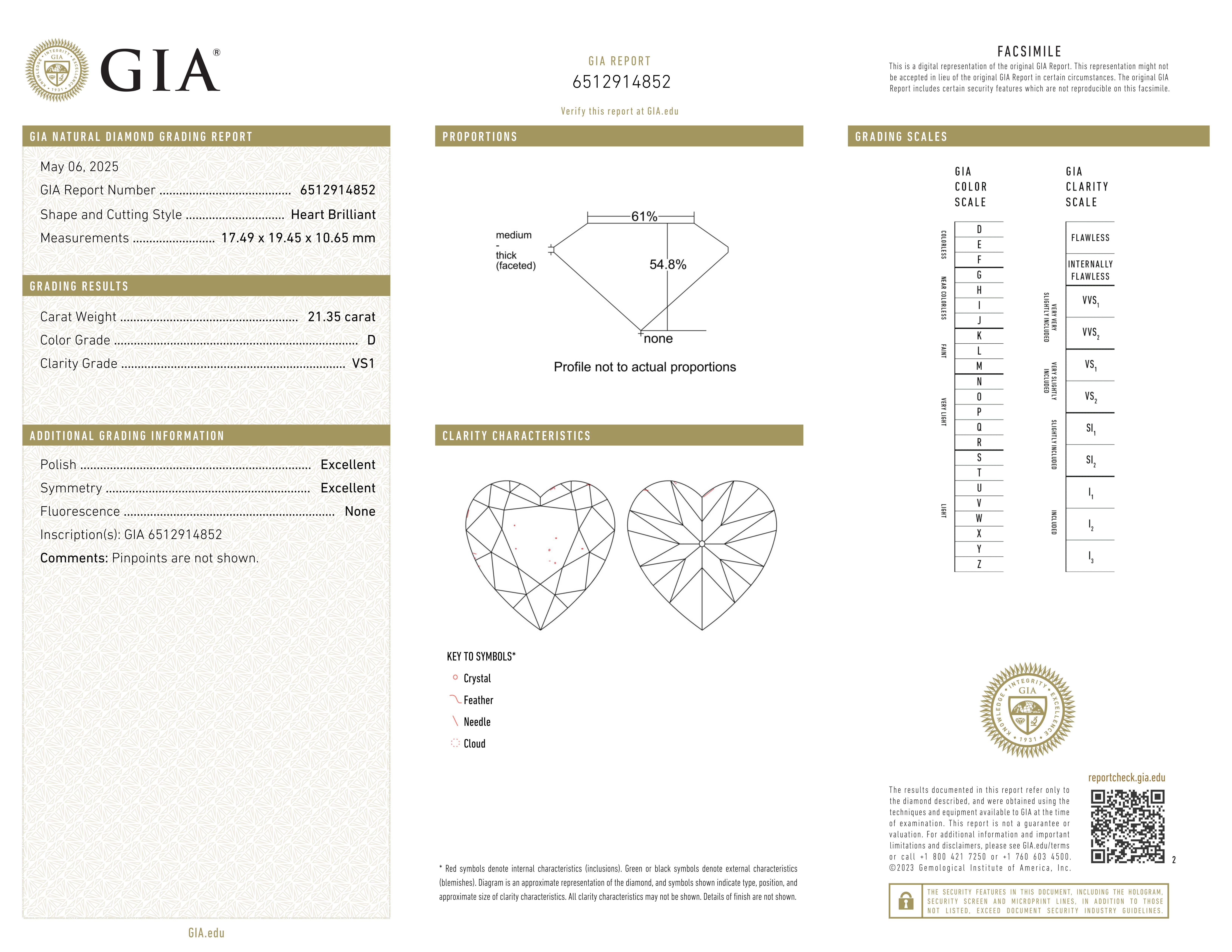 Bague en diamant certifié GIA 21 carats en forme de c�œur D VS1 Neuf - En vente à Chicago, IL