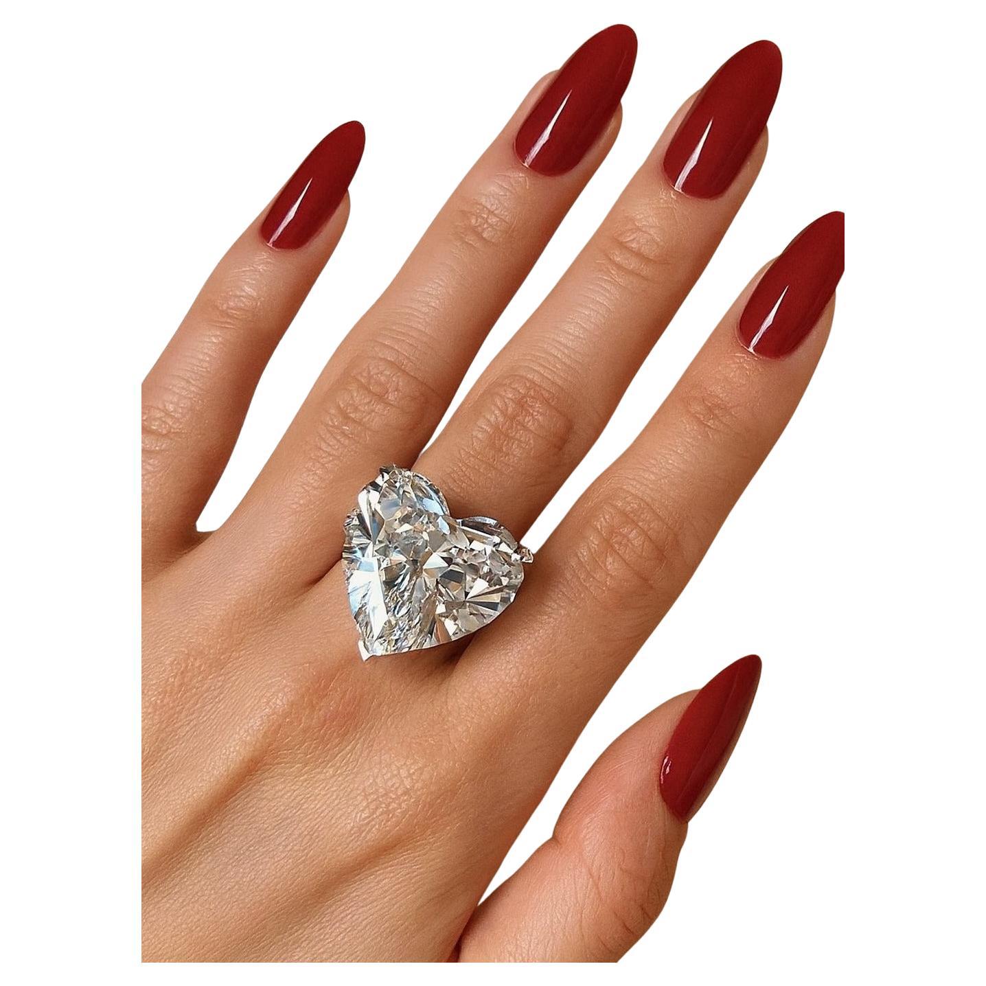 Bague en diamant certifié GIA 21 carats en forme de cœur D VS1 en vente