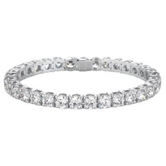 Pulsera de oro blanco con diamante de corte redondo de 21 quilates certificado por el GIA