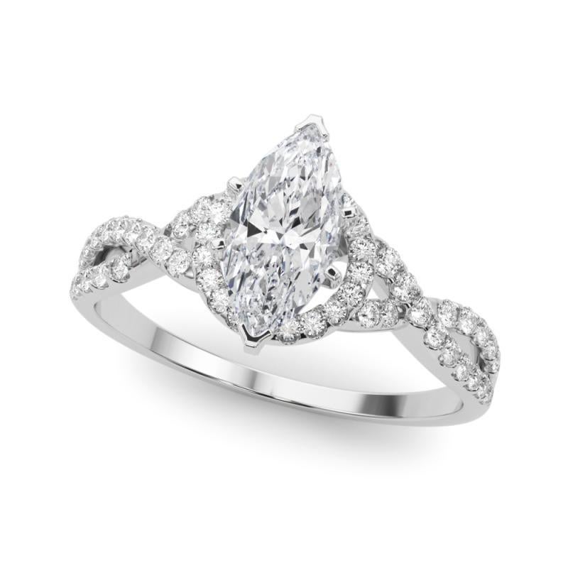 Taille Marquise Bague de diamant en platine certifiée GIA de 2,1 carats Solitaire Marquise Halo Infinity en vente