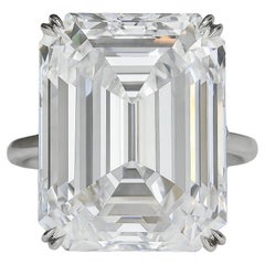 GIA Certified 21 Emerald Cut Diamond Platinum Ring