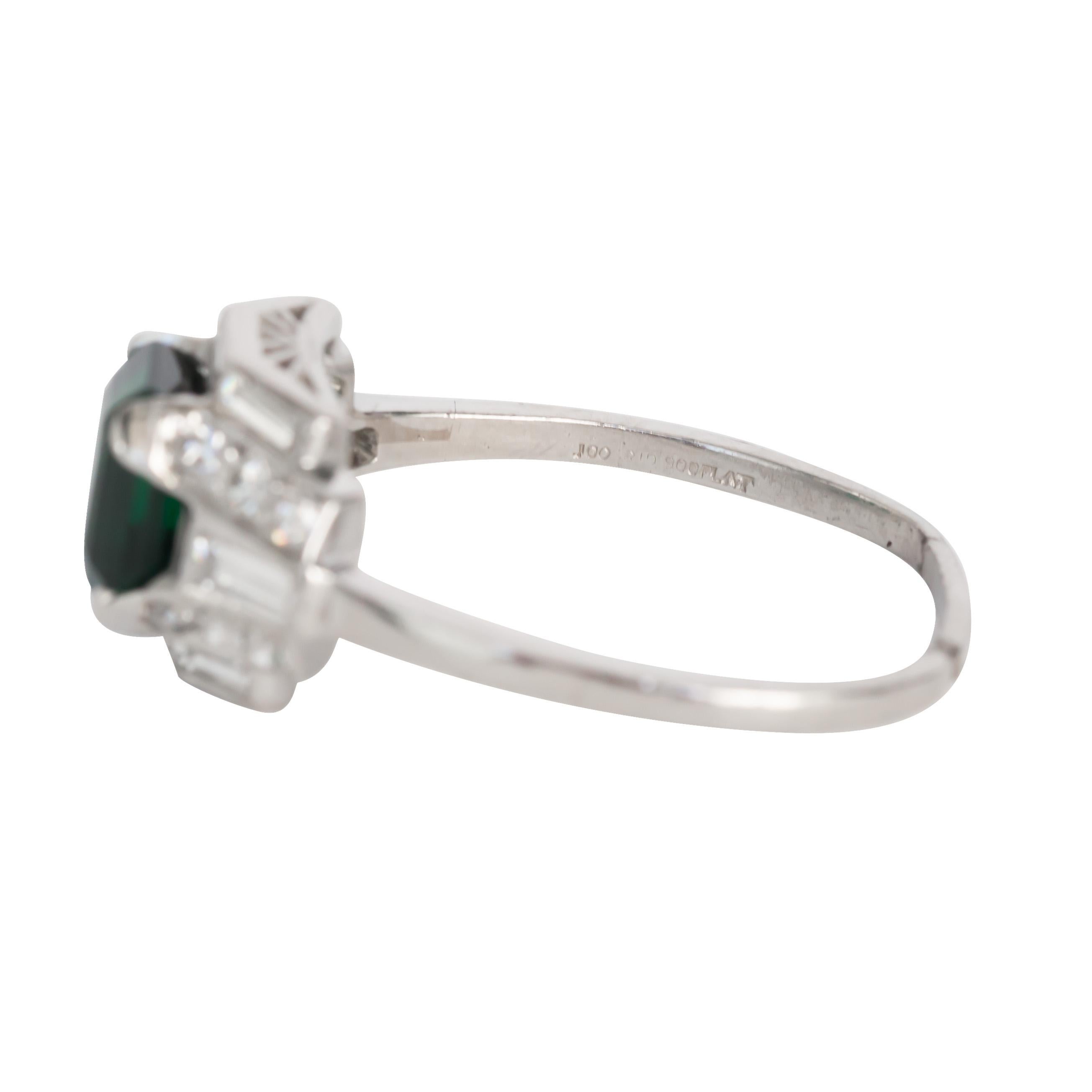 GIA Certified 2.10 Carat Emerald Platinum Engagement Ring, VEG#856A 2