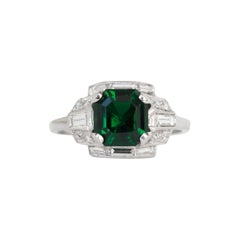 GIA Certified 2.10 Carat Emerald Platinum Engagement Ring, VEG#856A