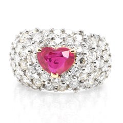GIA Certified 2.10 Carat Natural Burmese Ruby Ring Set in Platinum and 18k Gold