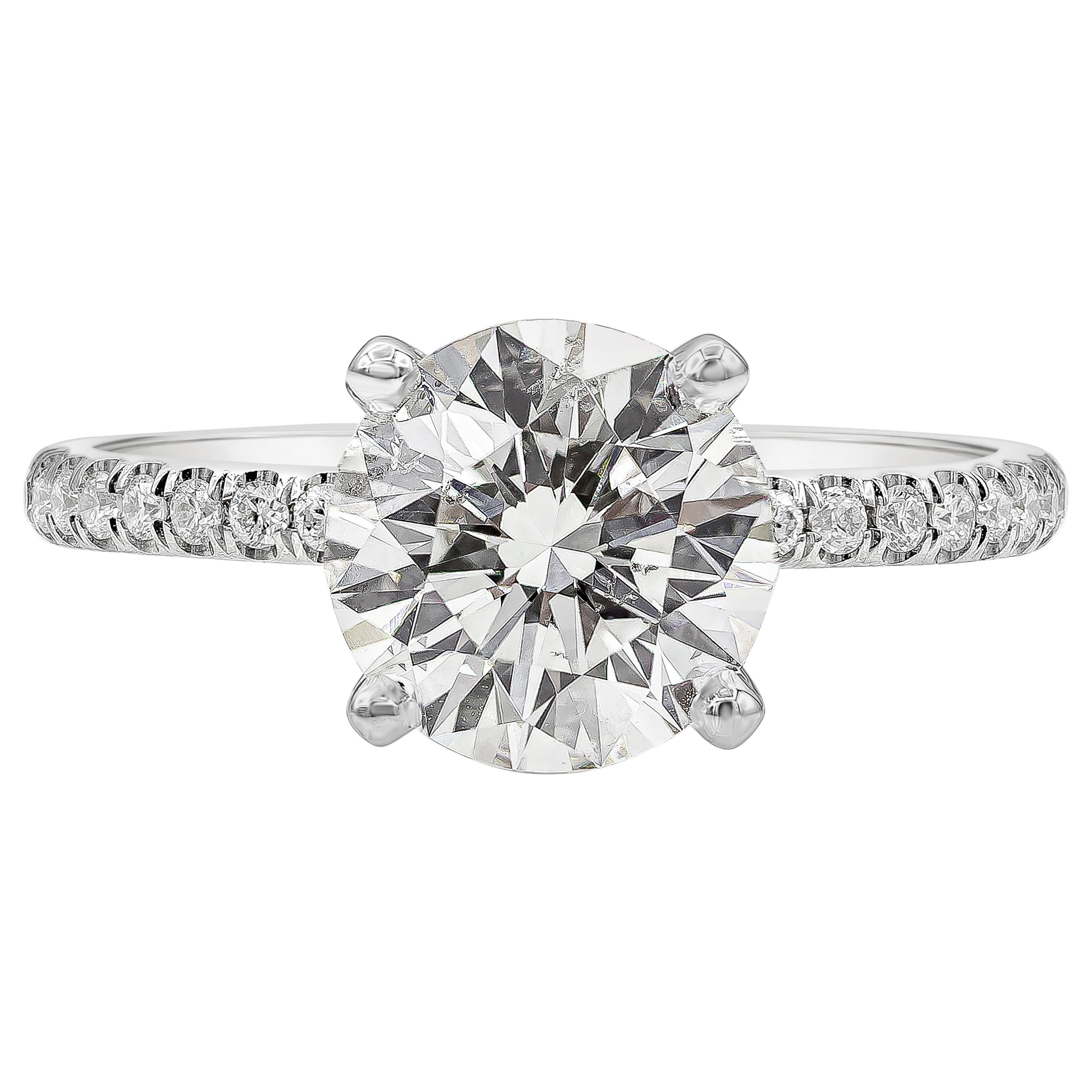 GIA Certified 2.10 Carat Brilliant Round Shape Diamond Engagement Ring For Sale