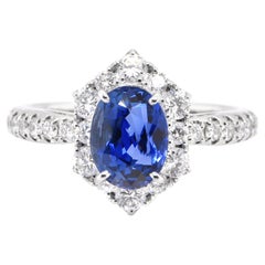 GIA Certified 2.10 Carat Unheated, Sri Lankan Sapphire Ring set in Platinum