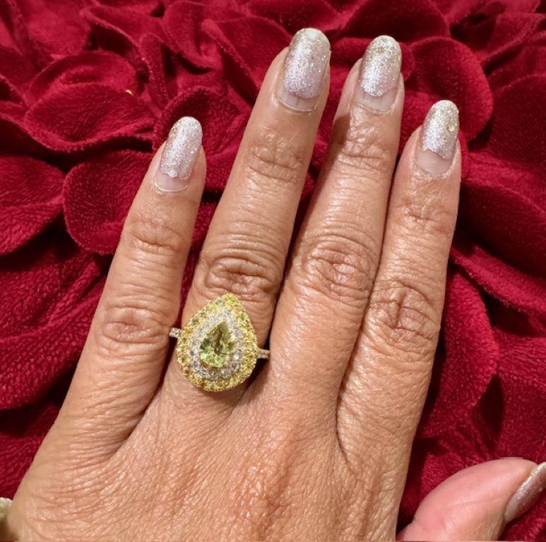 GIA Certified 2.10 Carat Unheated Yellow Sapphire Diamond Cocktail Ring In New Condition For Sale In Los Angeles, CA