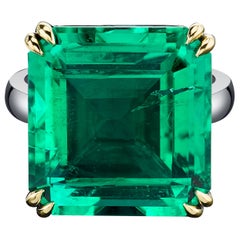 GIA Certified 21.05 Carat Octagonal Step Cut Natural Emerald