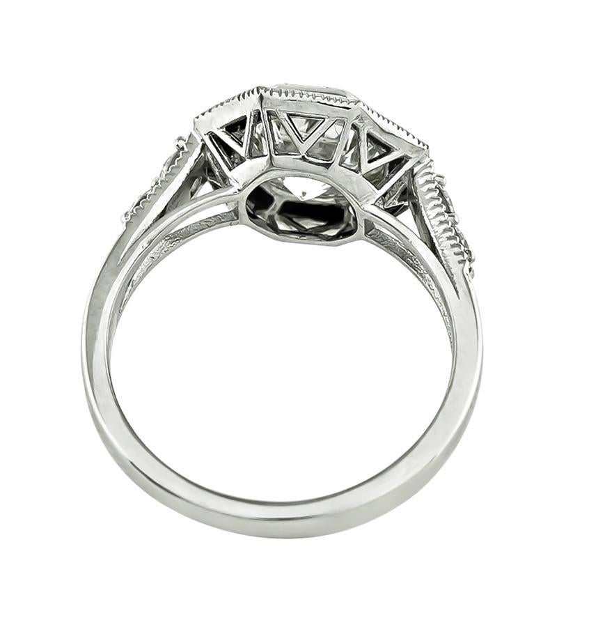 Art Deco GIA Certified 2.10ct Diamond Onyx Engagement Ring For Sale