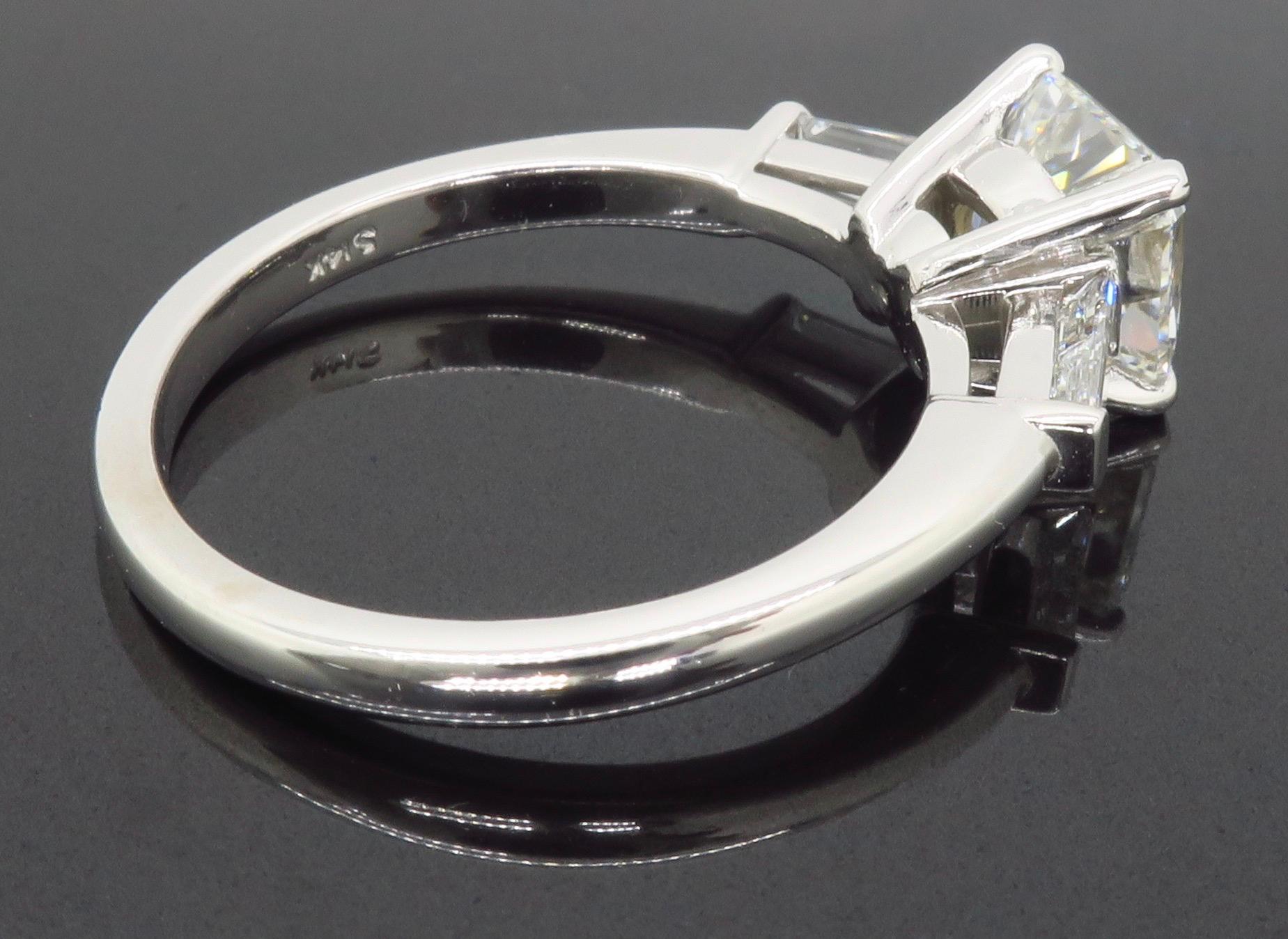 Women's GIA Certified 2.10 Carat Square Emerald / Asscher Cut Diamond Engagement Ring