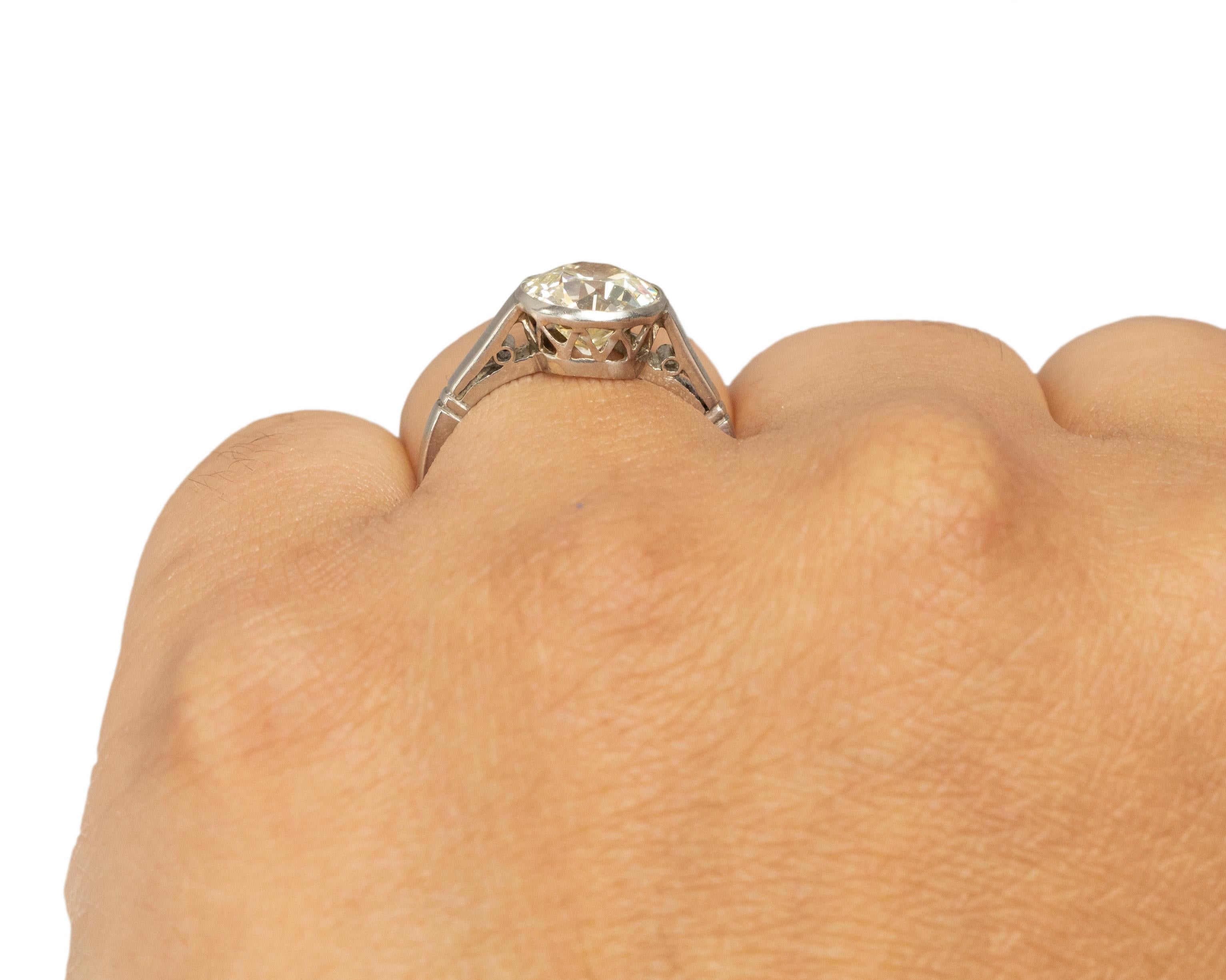 GIA Certified 2.11 Carat Art Deco Diamond Platinum Engagement Ring For Sale 1