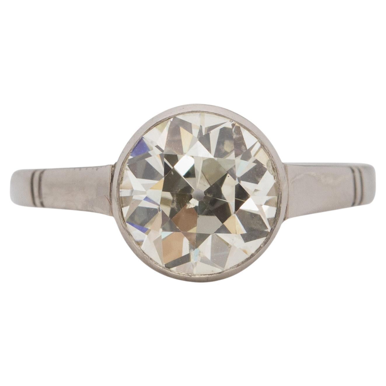 GIA Certified 2.11 Carat Art Deco Diamond Platinum Engagement Ring For Sale