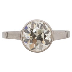 GIA Certified 2.11 Carat Art Deco Diamond Platinum Engagement Ring