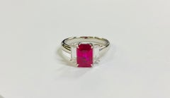 GIA Certified 2.11 Carat Burmese Ruby and Diamond Platinum Ring