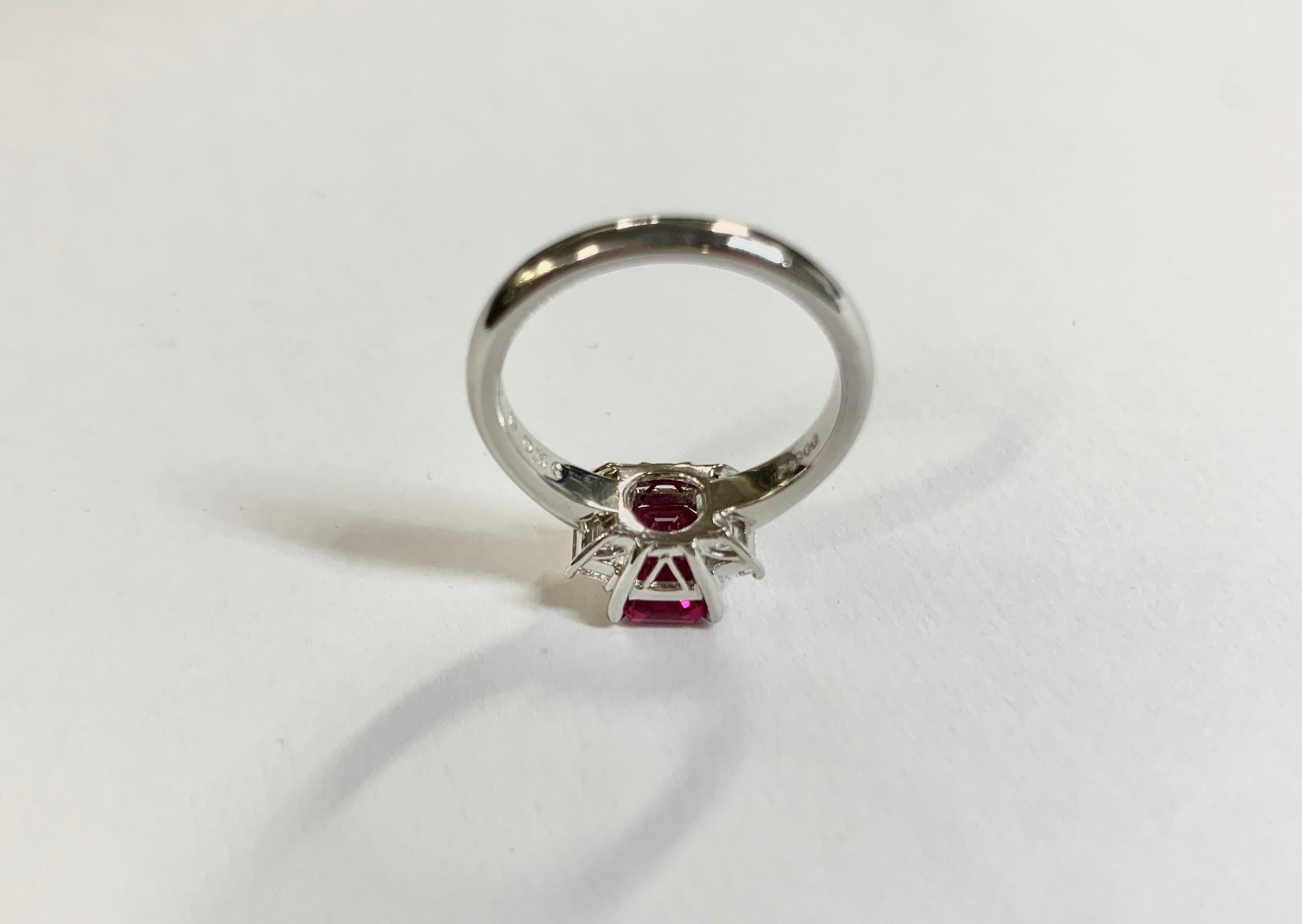 Women's or Men's GIA Certified 2.11 Carat Burmese Ruby and Diamond Platinum Ring  For Sale