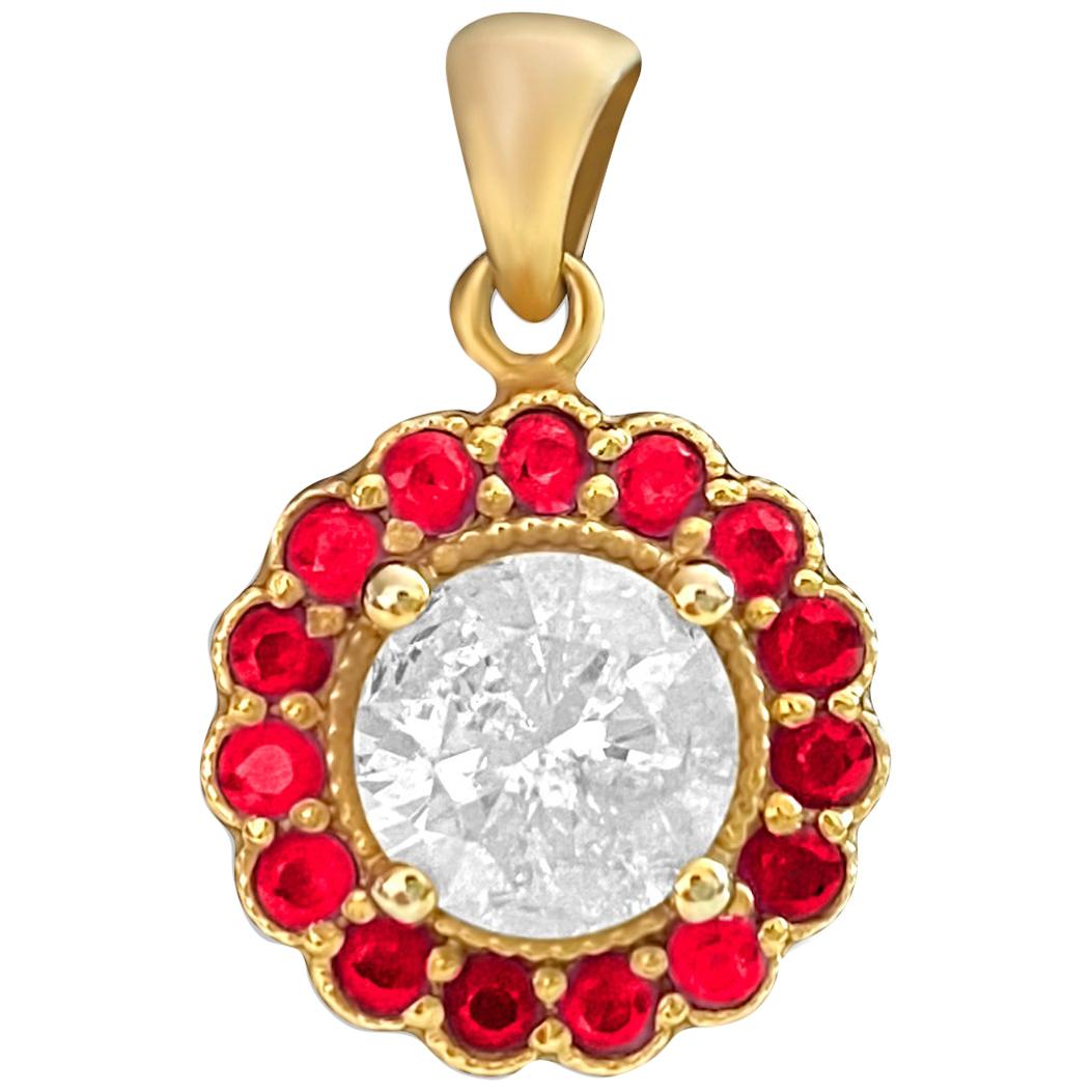 GIA Certified 2.11 Carat Diamond and Natural Burma Ruby Pendant For Sale