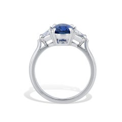 GIA Certified 2.11 Carat Madagascar Blue Sapphire Diamond Trillion Platinum Ring