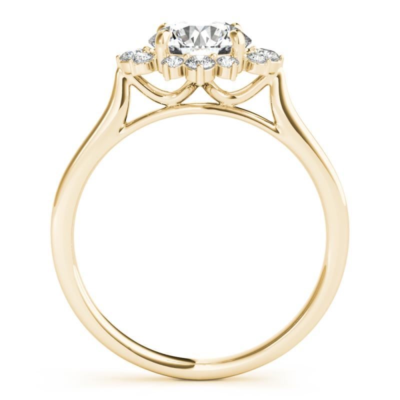 GIA Certified 2,11 Carat Round Halo Flower Cluster Anello con diamanti in oro giallo 18K In condizioni Nuovo in vendita a New York, NY