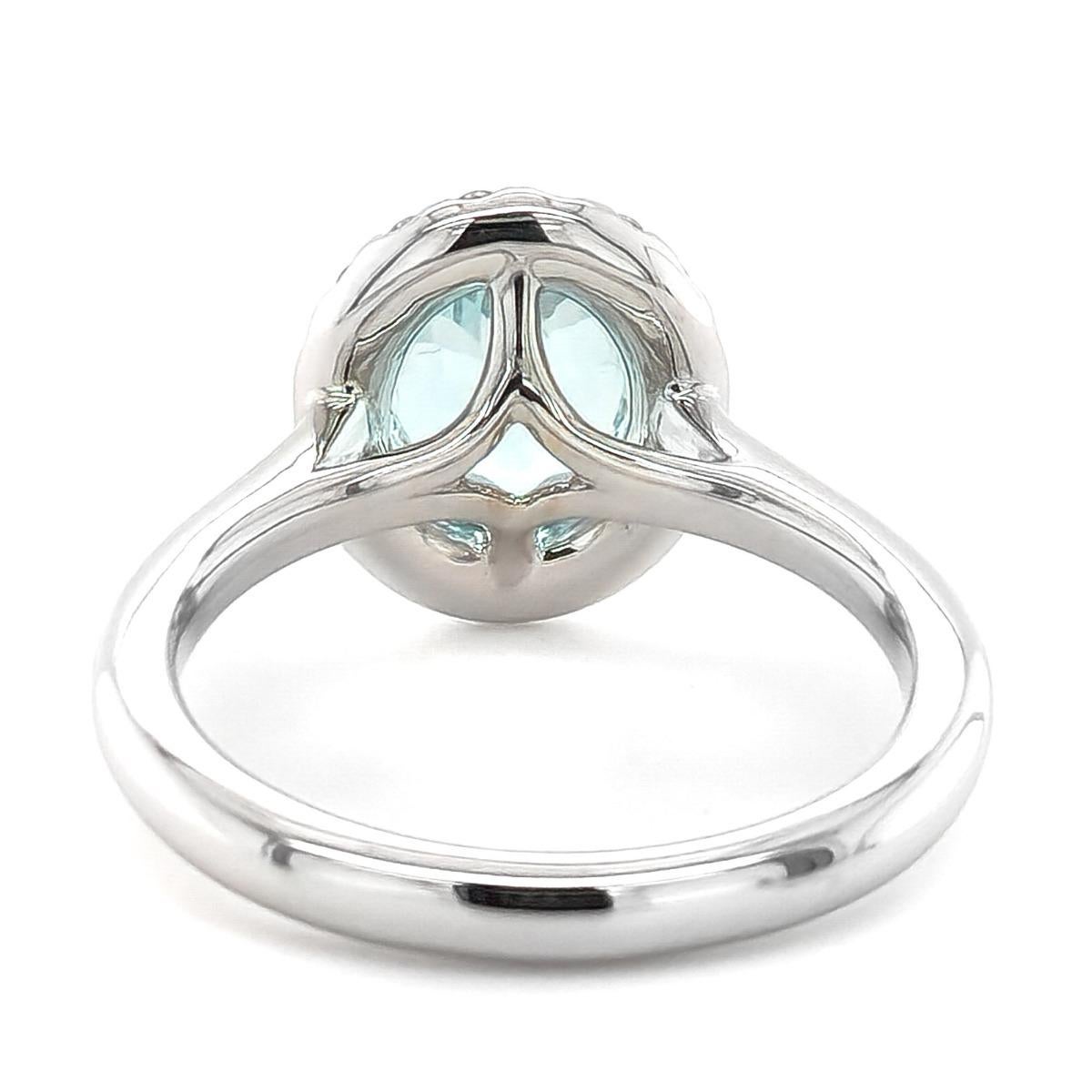 Artisan Natural Paraiba Tourmaline Stone 2.11 cts in 14KWG Ring w Diamonds w GIA Report For Sale