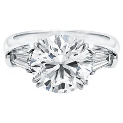 GIA-zertifizierter 2,11 Karat Diamantring mit Rundschliff im Rundschliff E Farbe VVS2 Reinheit Dreistein