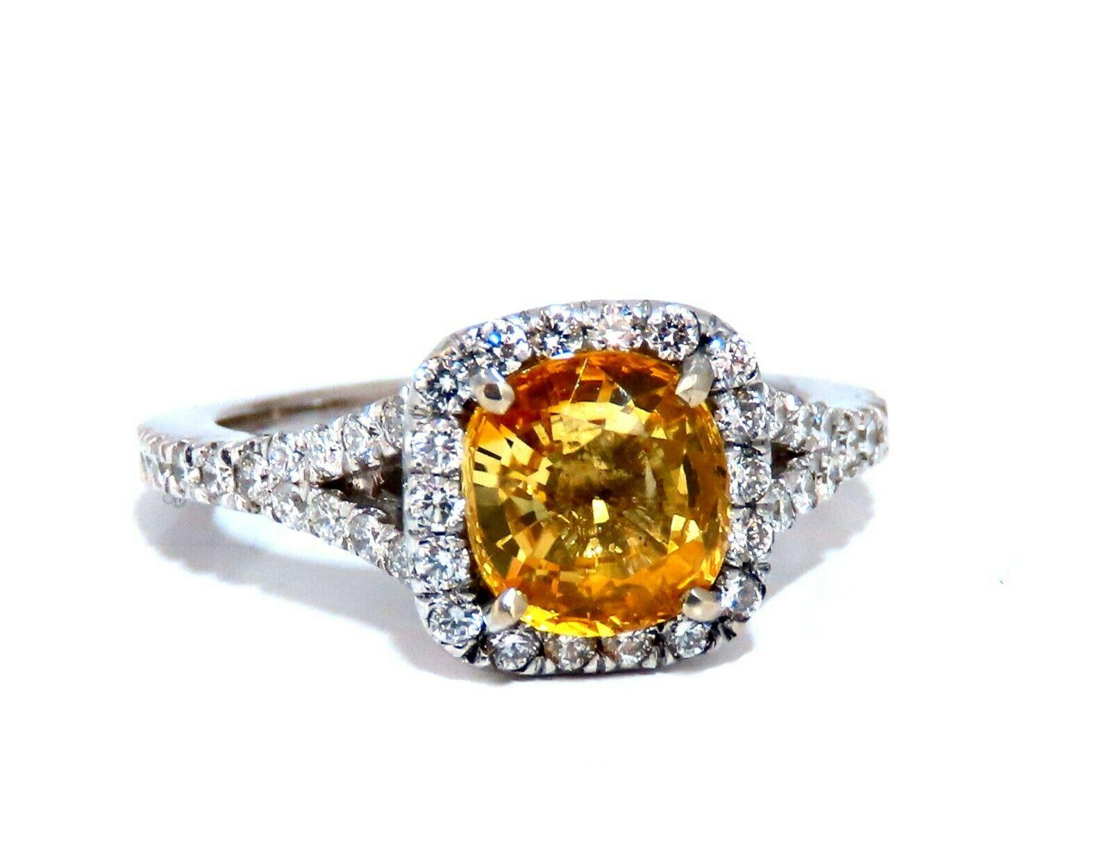 Oval Cut GIA Certified 2.11Ct Natural Yellow Natural Sapphire Diamonds Ring & Band 14kt