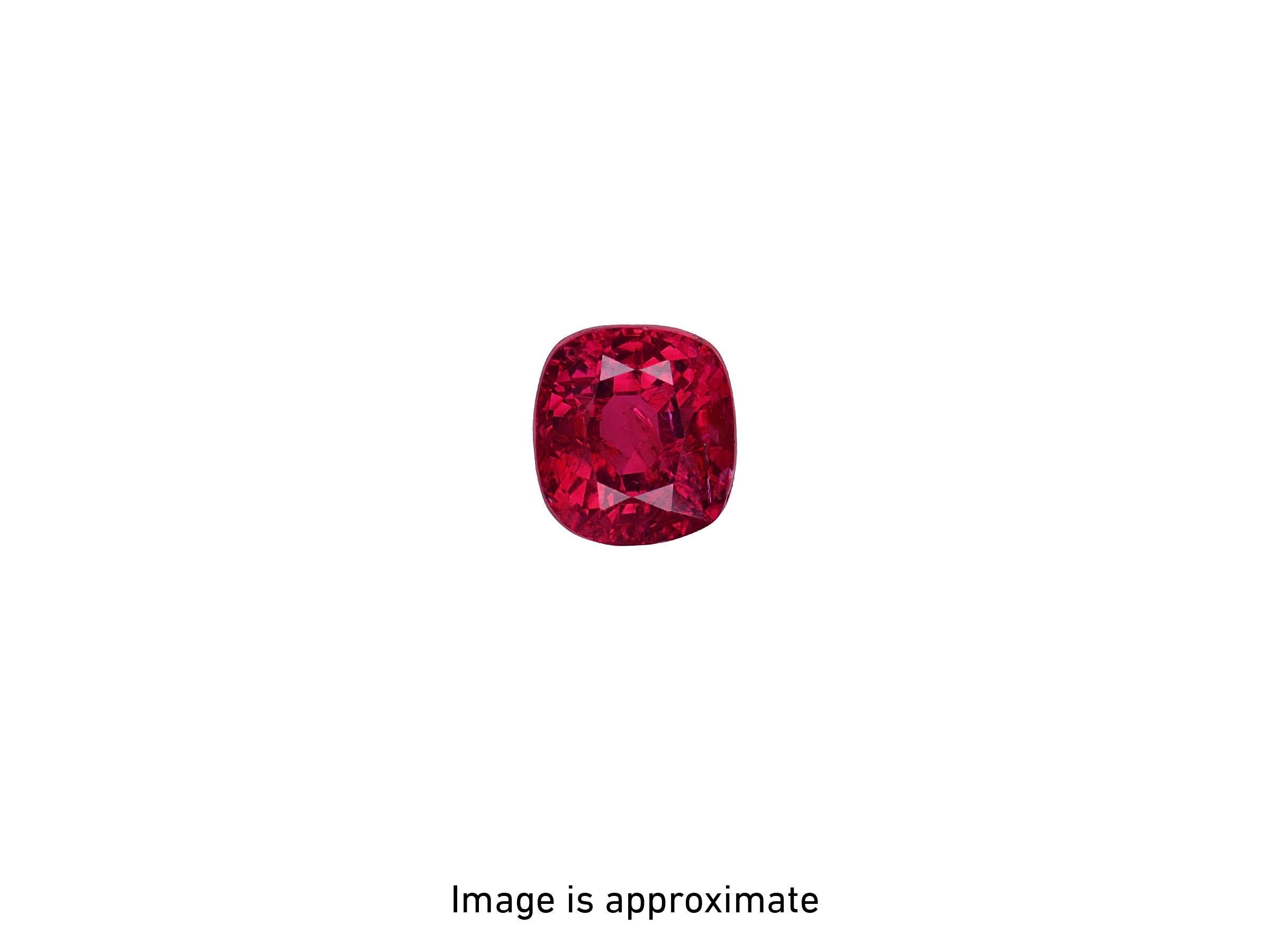 Cushion Cut GIA certified 2.11ct untreated, cushion-cut Mozambique ruby ring. For Sale