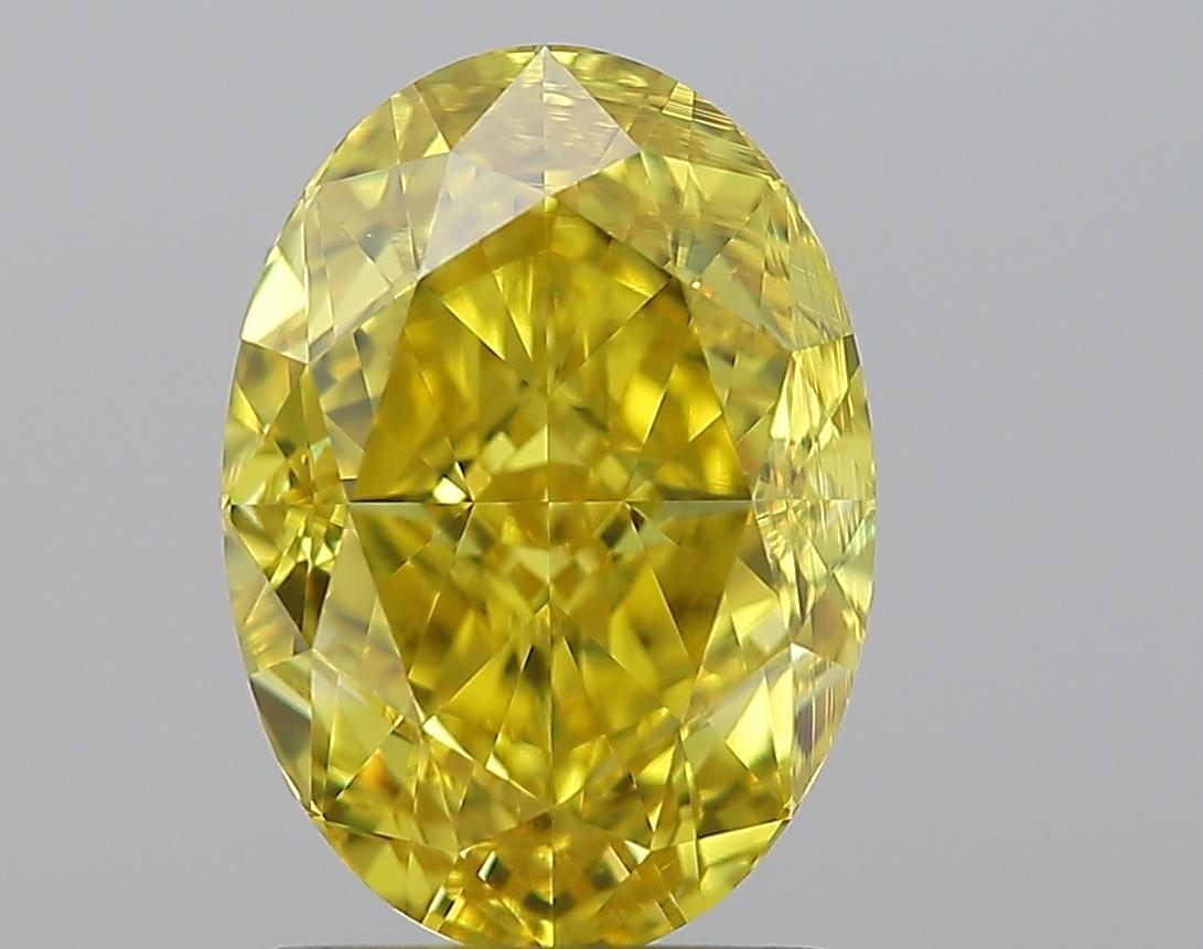 Contemporary GIA Certified 2.12 Carat Brilliant Cut Oval Fancy Vivid Yellow Diamond  For Sale