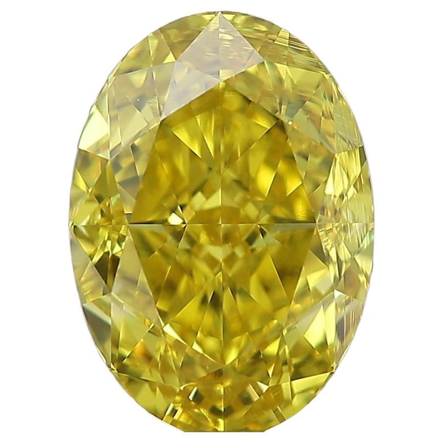 GIA Certified 2.12 Carat Brilliant Cut Oval Fancy Vivid Yellow Diamond  For Sale