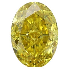 GIA Certified 2.12 Carat Brilliant Cut Oval Fancy Vivid Yellow Diamond 