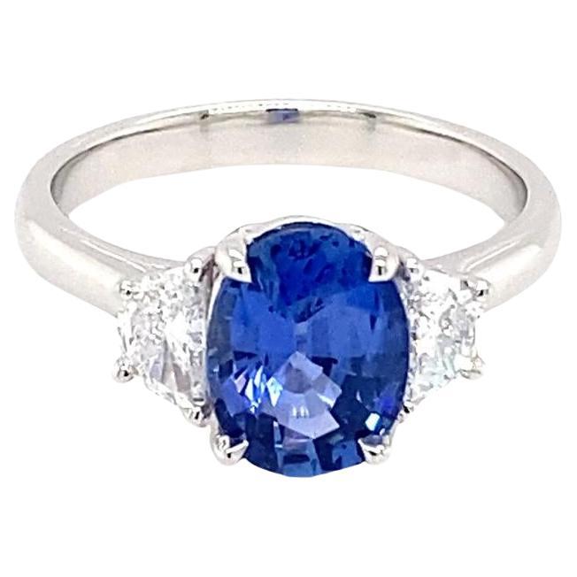 GIA Certified 2.12 Carat Ceylon Sapphire & Diamond Ring in Platinum