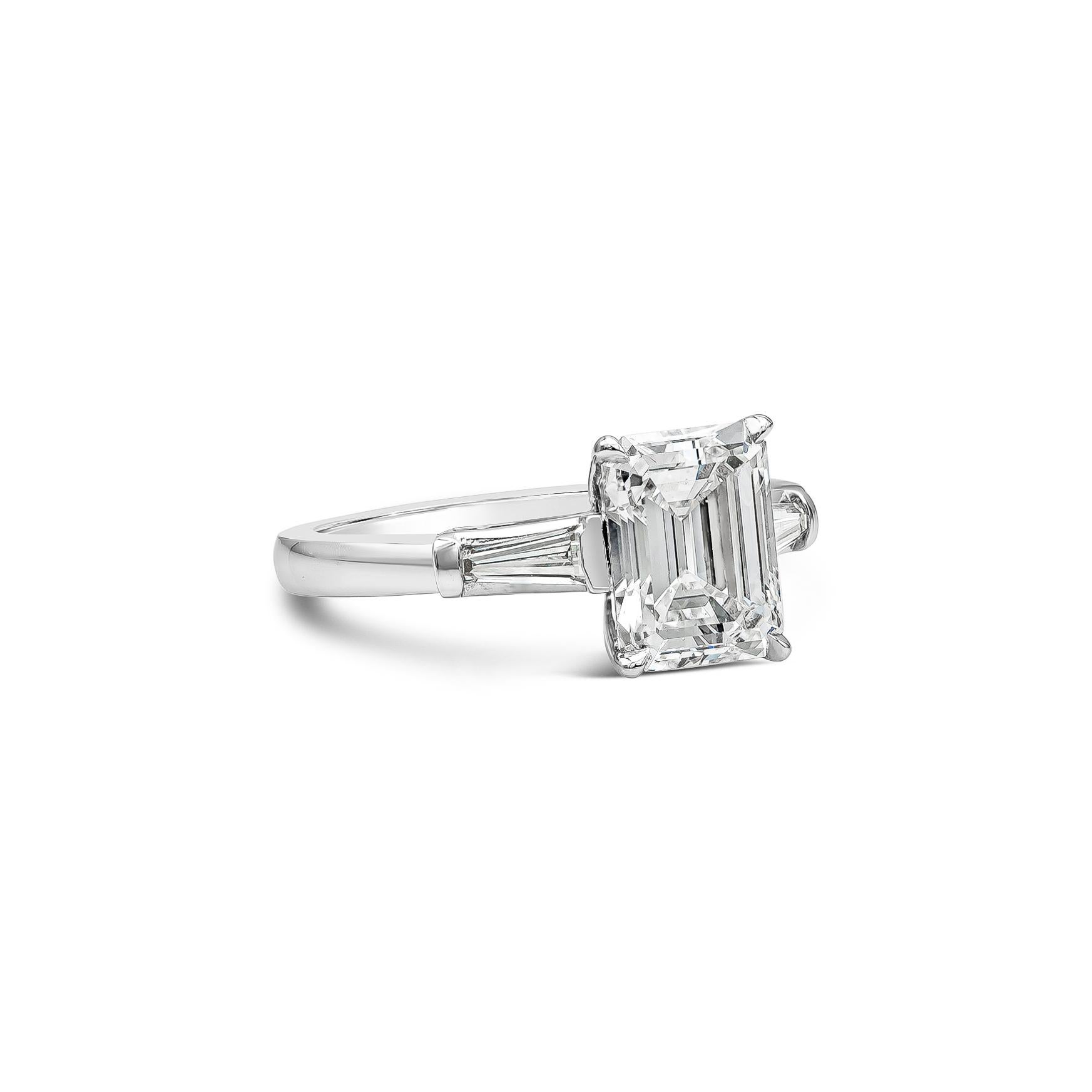 3 diamond emerald cut ring