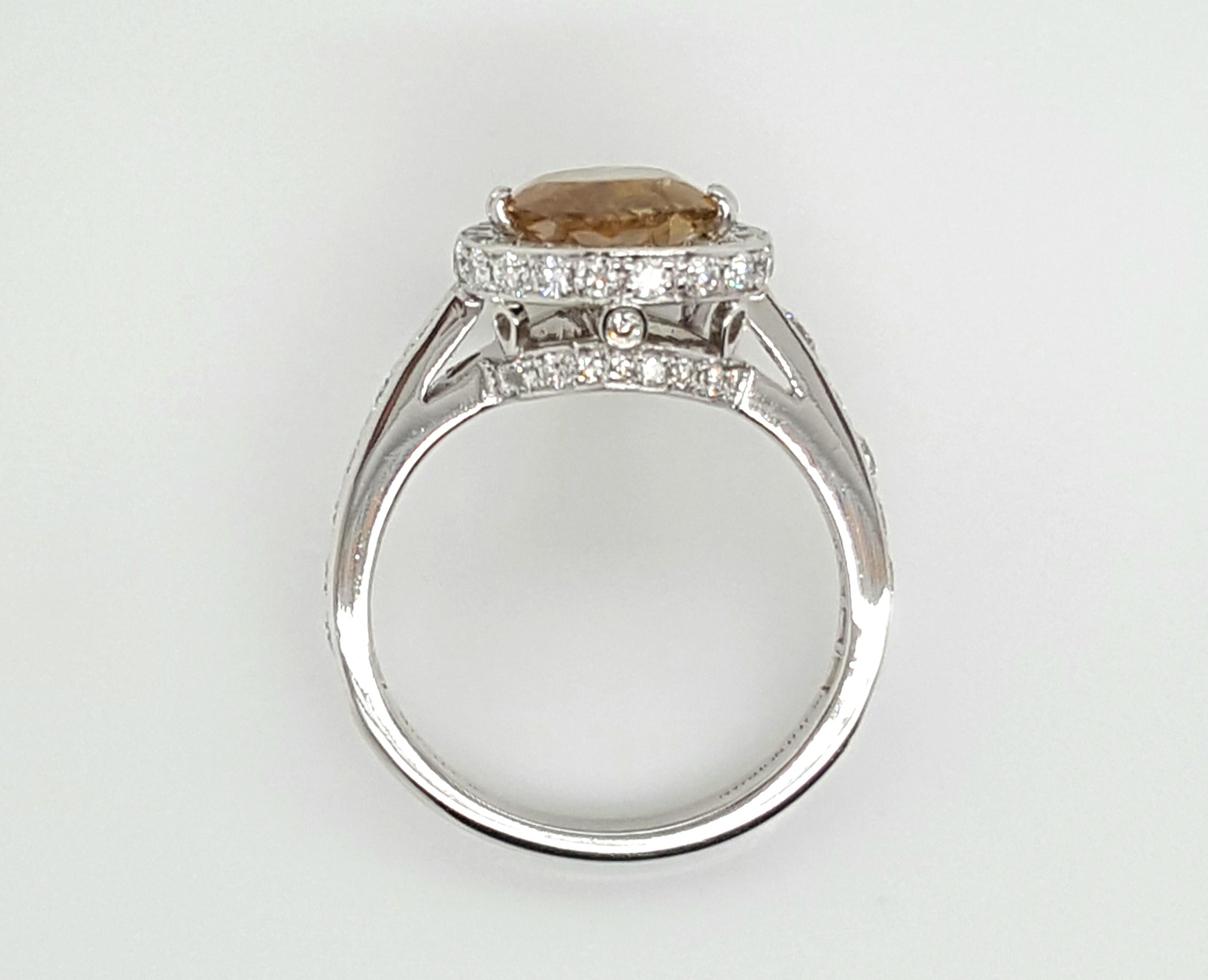 GIA Certified 2.12 Carat Fancy Yellow Pear Diamond Ring 1