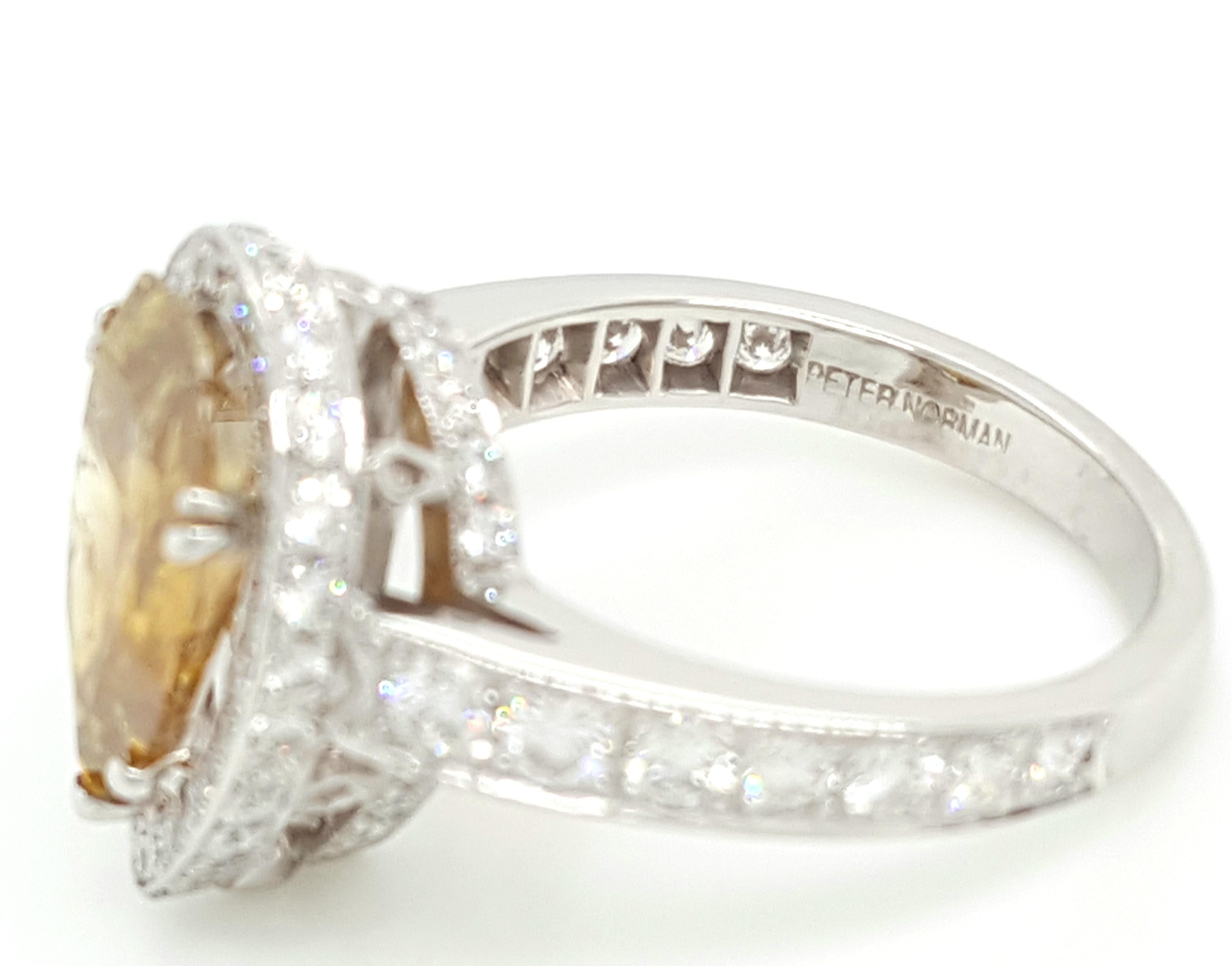 GIA Certified 2.12 Carat Fancy Yellow Pear Diamond Ring 2