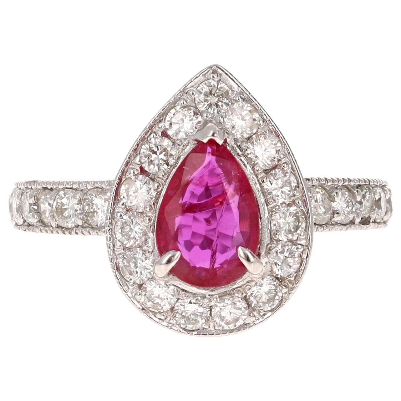 GIA Certified 2.12 Carat Ruby Diamond 18 Karat White Gold Engagement Ring