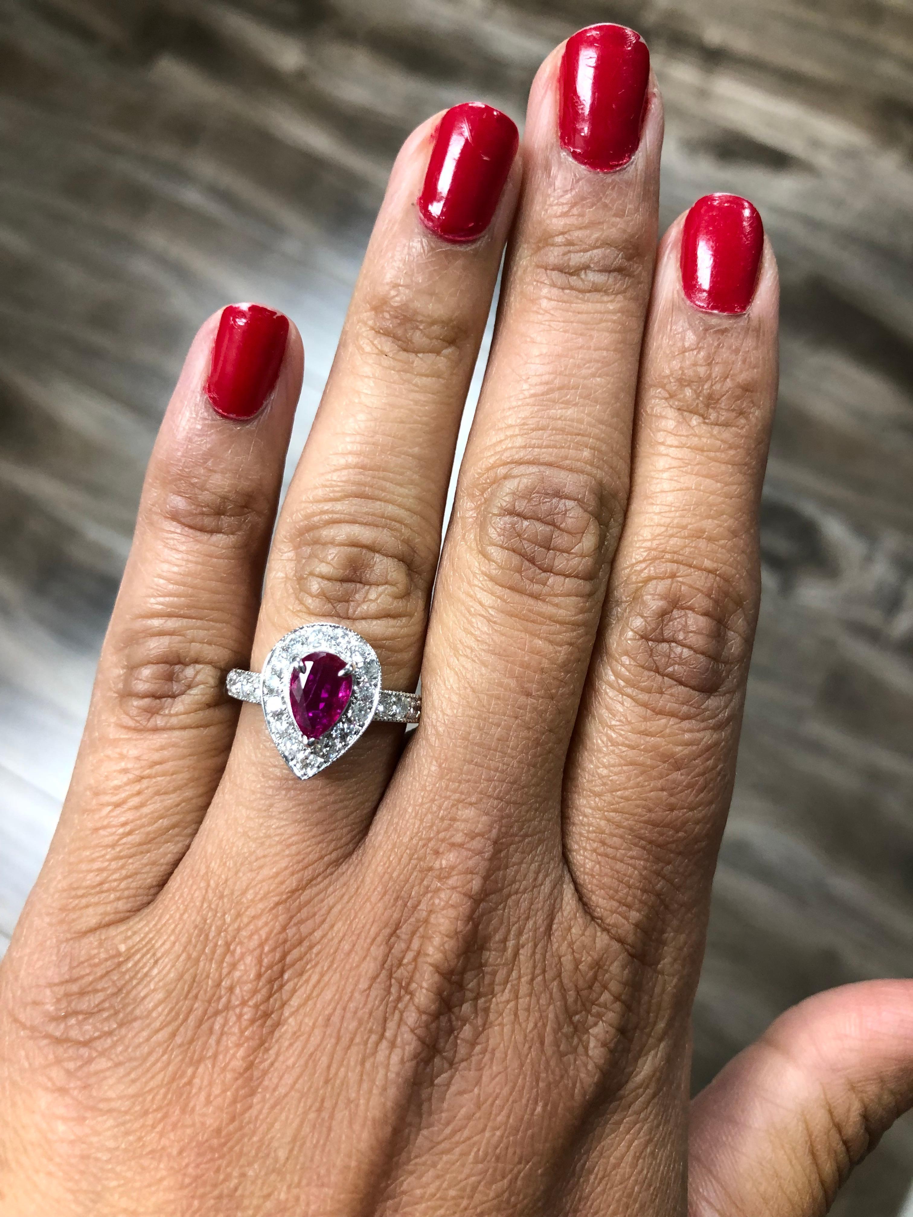 GIA Certified 2.12 Ruby Diamond 18 Karat White Gold Ring In New Condition For Sale In Los Angeles, CA