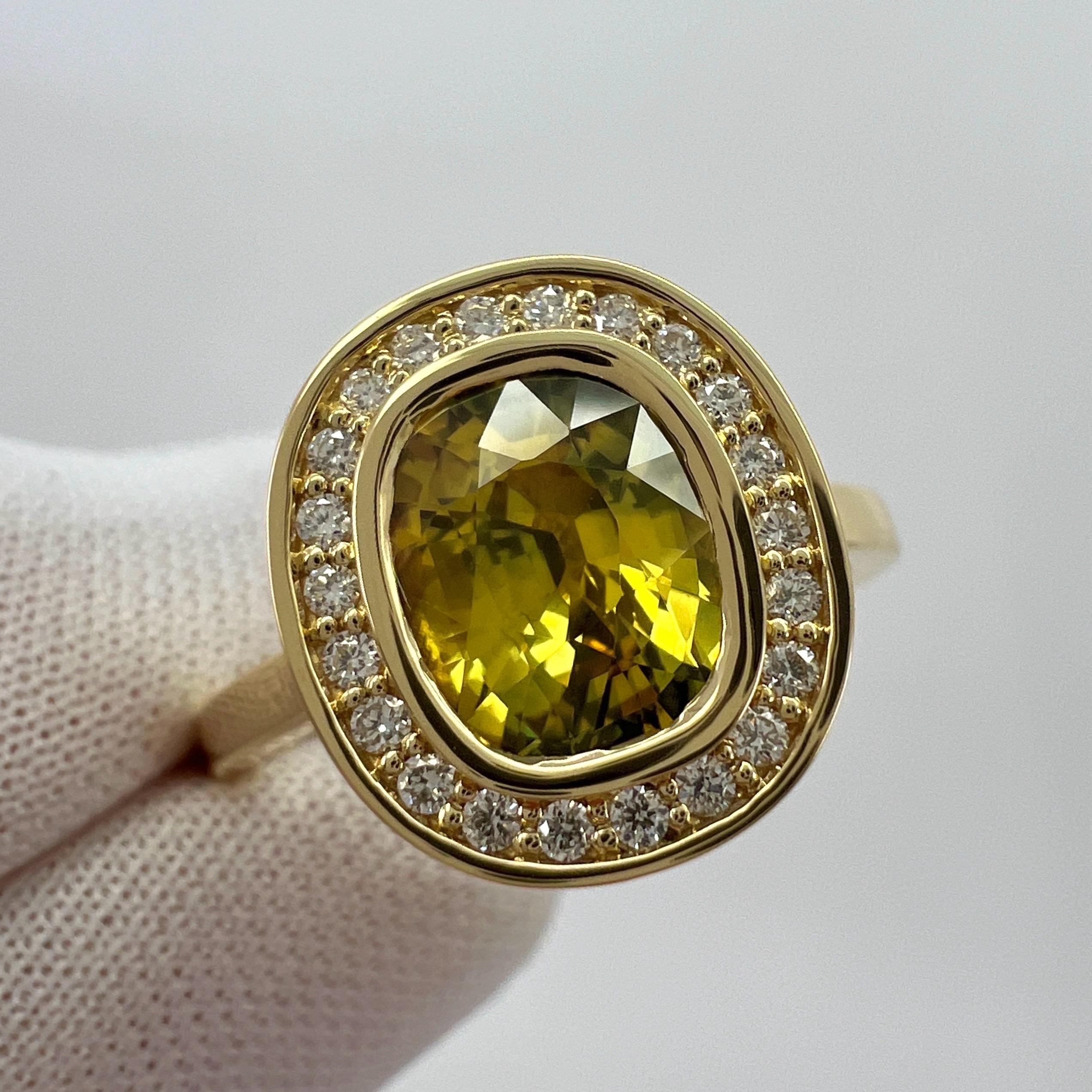 GIA Certified 2.12ct Untreated Yellow Sapphire Diamond 18k Yellow Gold Halo Ring For Sale 7